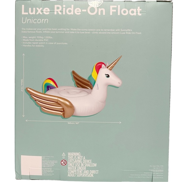 SunnyLife Luxe Ride-On Pool Float Unicorn - Picture 5 of 7